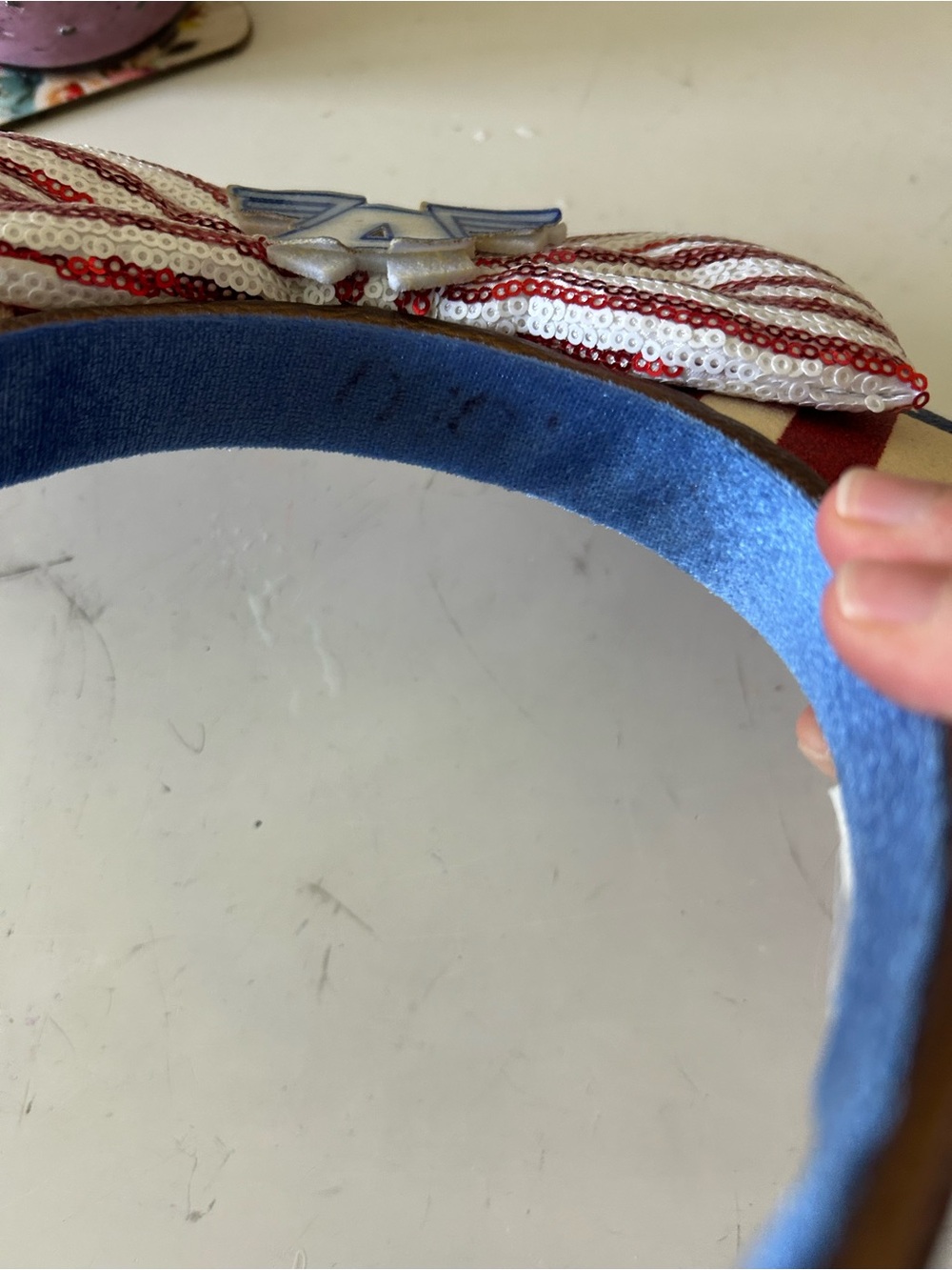 Disney World Captain American Patriotic Sequin Bow Disney Ears Headband - Picture 4 of 7
